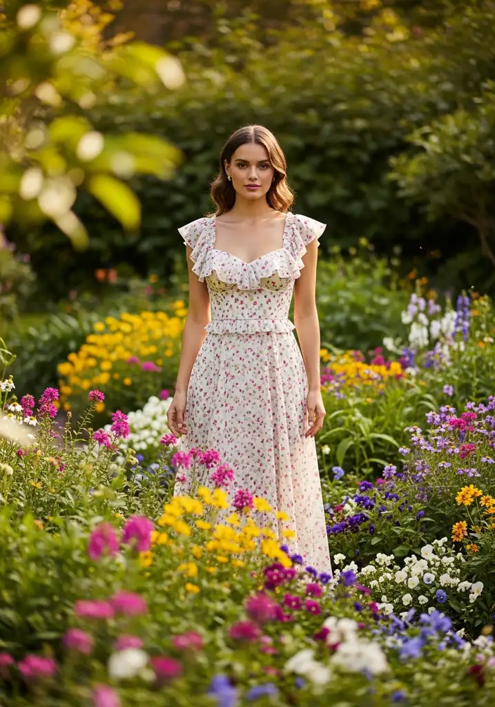 25 Floral Print Summer Wedding Guest Dresses 14 sweetheart-neckline-ruffles