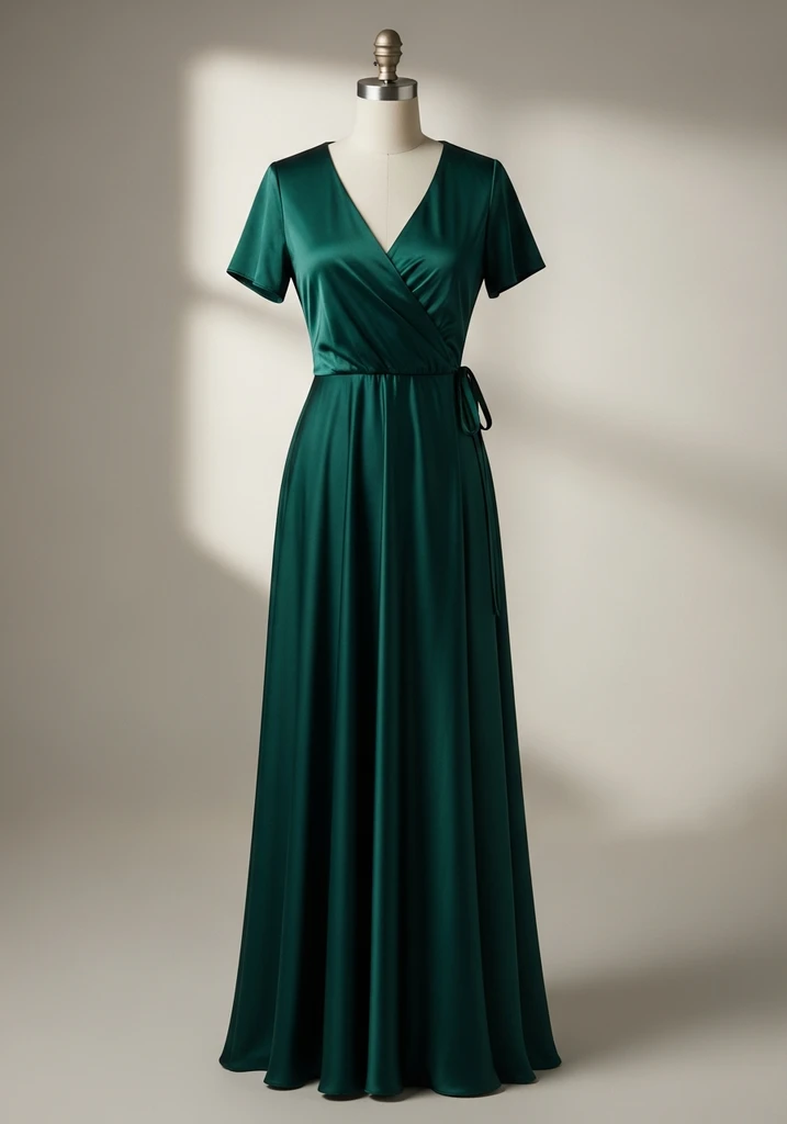 17 Destination Wedding Guest Dresses for Every Venue 6 Forest green satin wrap dress
