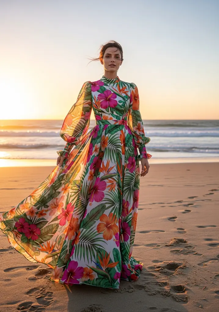 25 Floral Print Summer Wedding Guest Dresses 12 tropical-print-organza