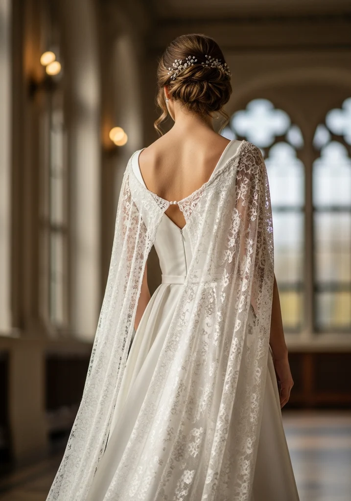 21 Cape Summer Wedding Guest Dresses for Elegant Style 11 V neck empire waist cape gown