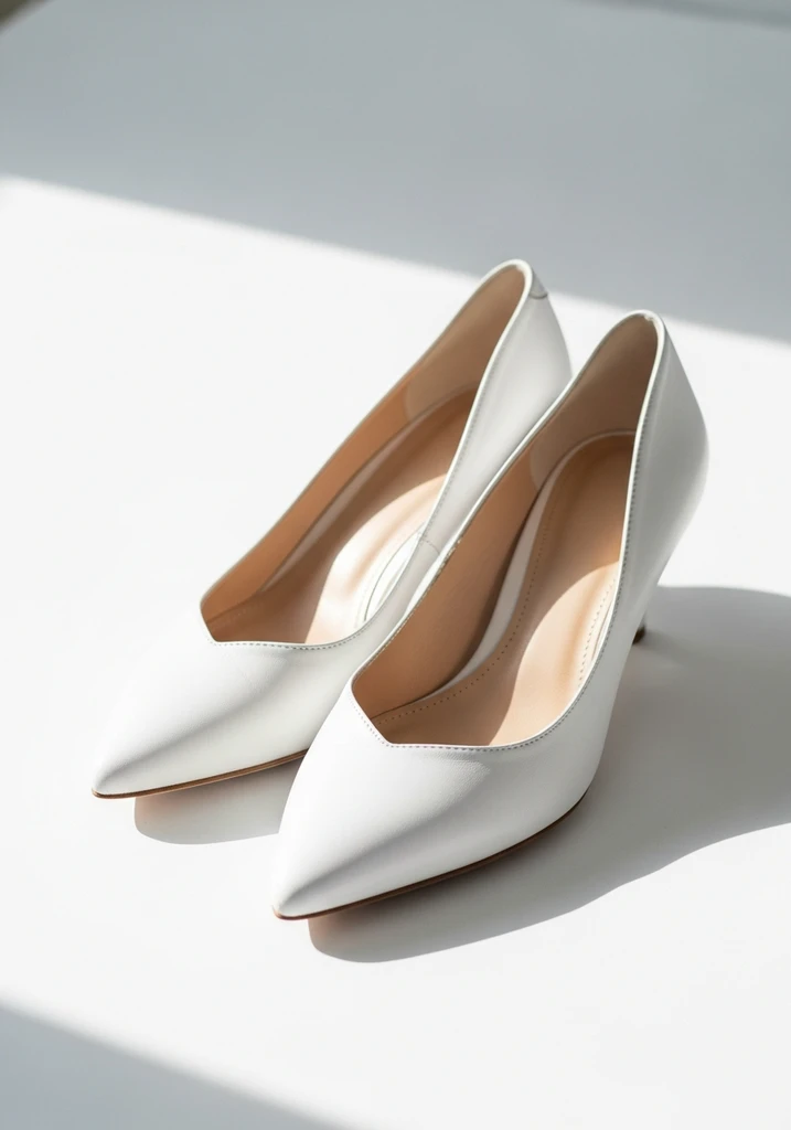 Classic white leather pointed-toe pumps