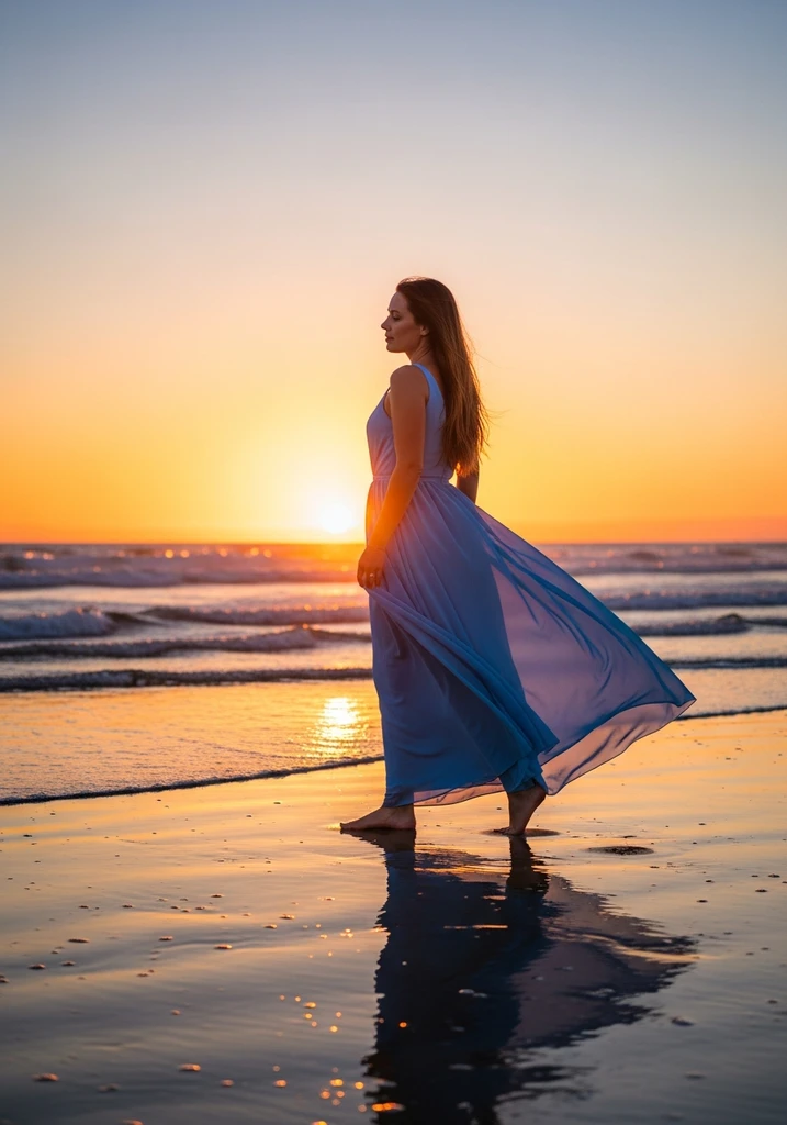 21 Semi Formal Summer Wedding Guest Dresses 4 Woman in effortless Chiffon Maxi dress at a beach wedding