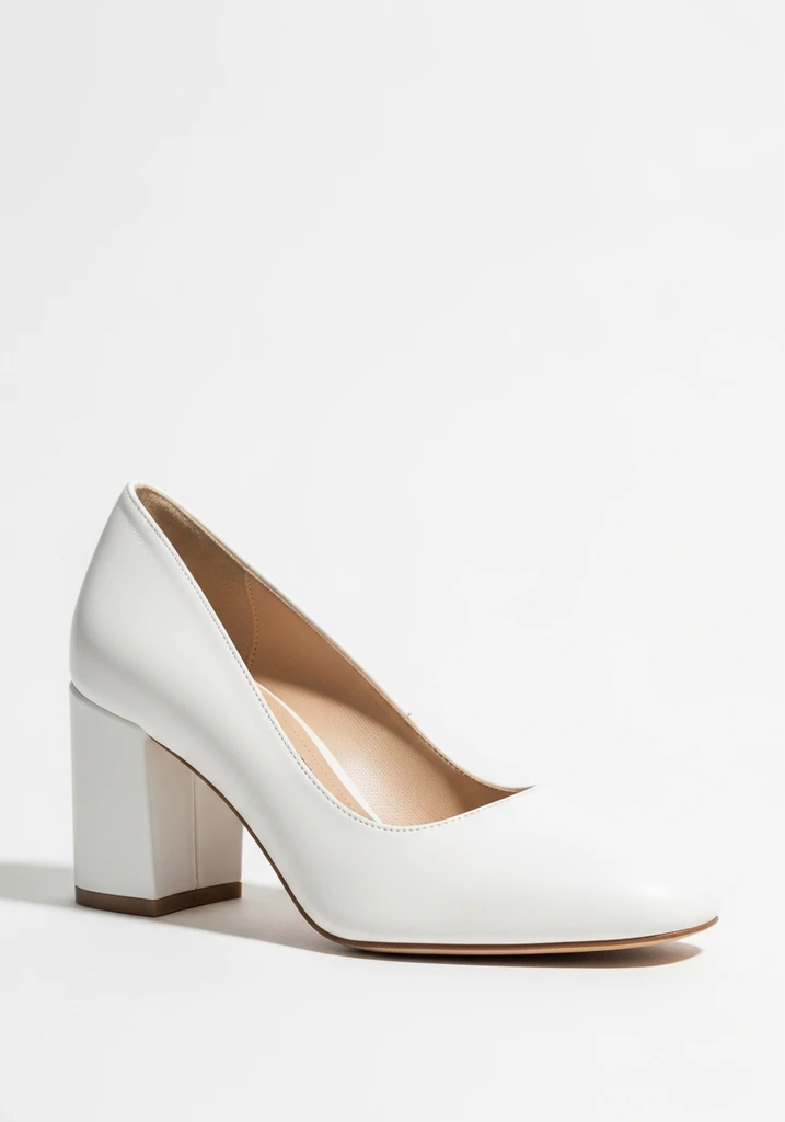 Top 17 Bridal Block Heel Shoes for Your Wedding Day 10 Minimalist white leather block heel pump.