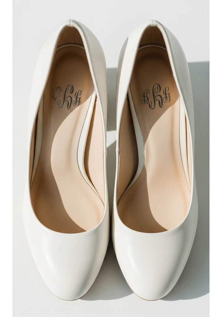 Top Block Heel Wedding Shoes for Comfort and Style 26 Ivory block heel shoes with personalized monogram, adding a unique and intimate touch.
