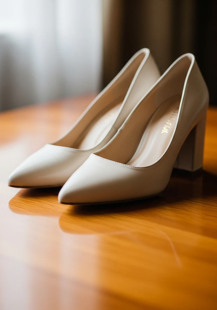 Top Block Heel Wedding Shoes for Comfort and Style 22 Pointed toe leather block heel pumps for a sophisticated and classic bridal look.