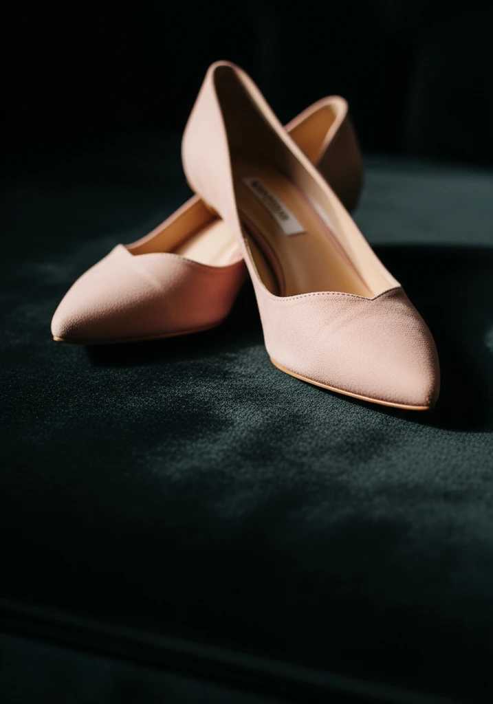 Blush suede pointed-toe pumps