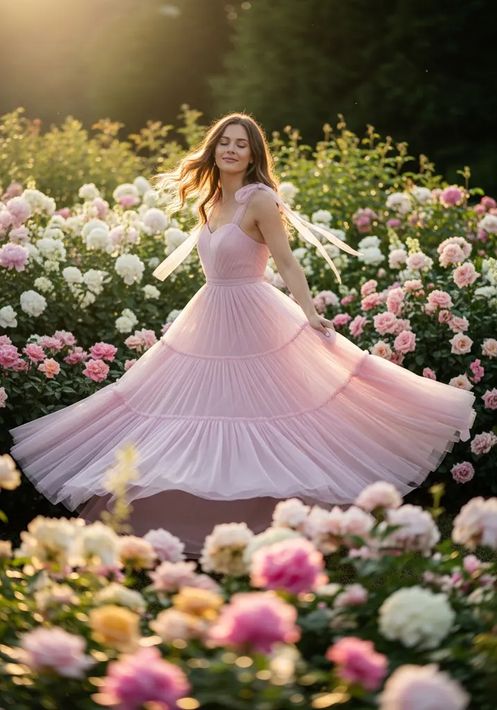 15 Scarf Detail Summer Wedding Guest Dresses 7 Woman in pink tiered Tulle maxi dress with scarf straps