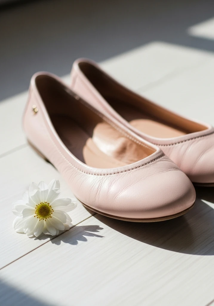 Understated blush leather ballet flats.